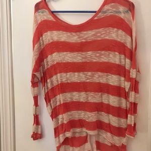Coral striped top